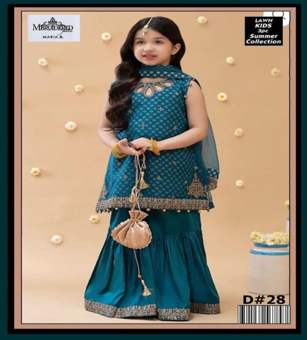 Charming Girl's 3 Pcs Embroidered Lawn Suit With Dupatta