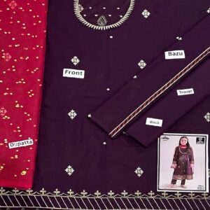 Charming Girl’s 3 Pcs Embroidered Lawn Suit With Dupatta