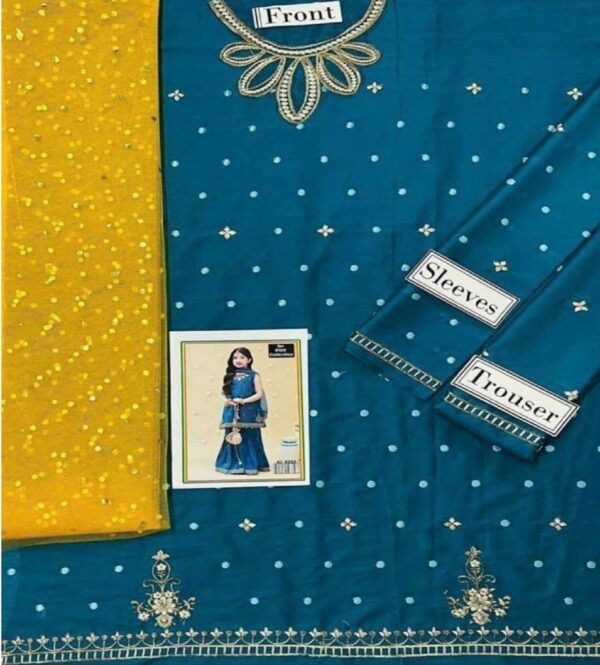Charming Girl's 3 Pcs Embroidered Lawn Suit With Dupatta - Image 2