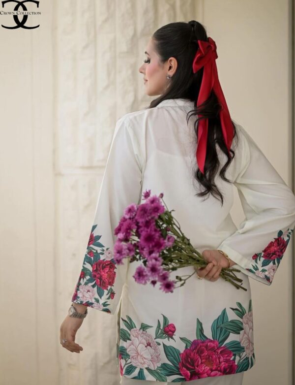 Digital Front & Back Floral Print Co-Ord Set (2PCs) Stitched – Premium Silk Elegance - Image 2