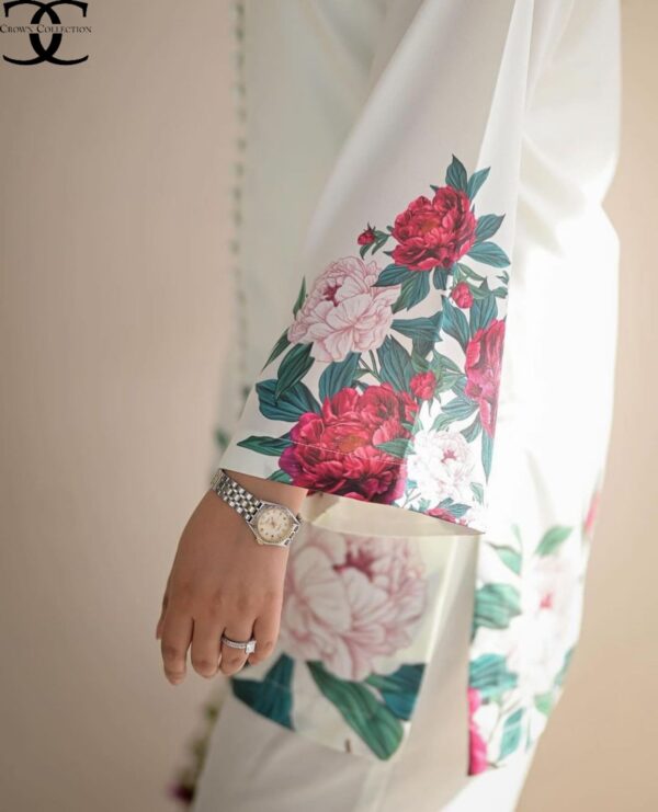 Digital Front & Back Floral Print Co-Ord Set (2PCs) Stitched – Premium Silk Elegance - Image 4
