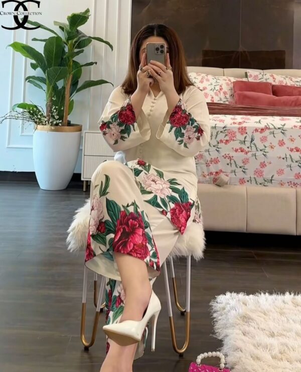 Digital Front & Back Floral Print Co-Ord Set (2PCs) Stitched – Premium Silk Elegance - Image 5