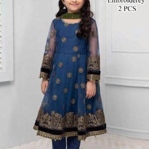 Stylish Girl's Embroidered Lawn Outfit - 2 Pcs Set