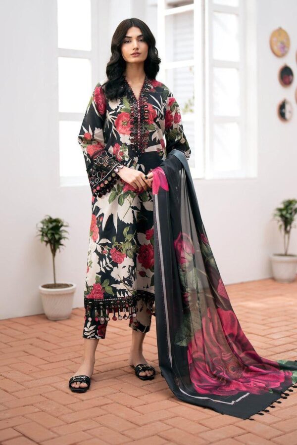 3Piece Heavy Embroidered Lawn Suit (Printed Lawn Dupatta)-1501
