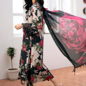 Elegant 3-piece heavy embroidered lawn suit, featuring intricate embroidery on a prem