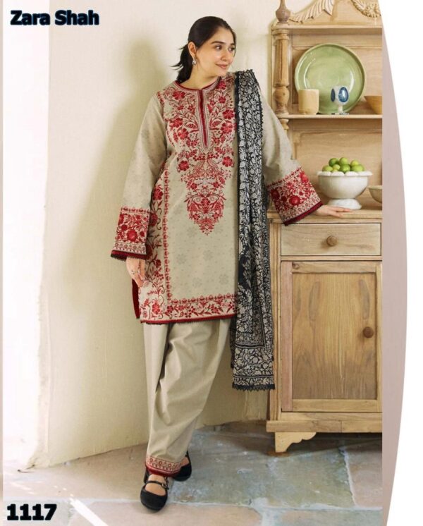 Zara Shah Luxury Lawn 3PC Unstitched Ensemble – Premium Summer Collection - Image 9