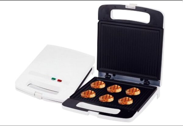 Geepas Grill Maker, Power On & Ready Indicator, GGT671 - Non-Stick Cooking Plate, Cool Touch Housing, Thermostat Control, Upright Stand for Compact Storage