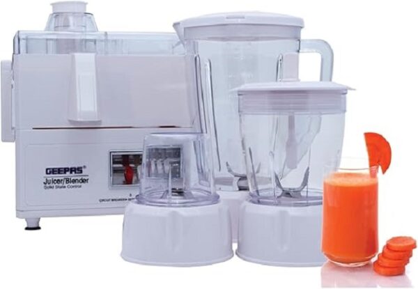Geepas 4-in-1 Food Processor & Juicer - Multi-functional Smoothie Maker, Juicer, Chopper & Grinder  1.6L Jar, 2-Speed Pulse Function for Ice Crusher 600W - 2 Years Warranty - Image 2