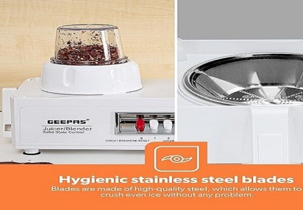 Geepas 4-in-1 Food Processor & Juicer - Multi-functional Smoothie Maker, Juicer, Chopper & Grinder  1.6L Jar, 2-Speed Pulse Function for Ice Crusher 600W - 2 Years Warranty - Image 5