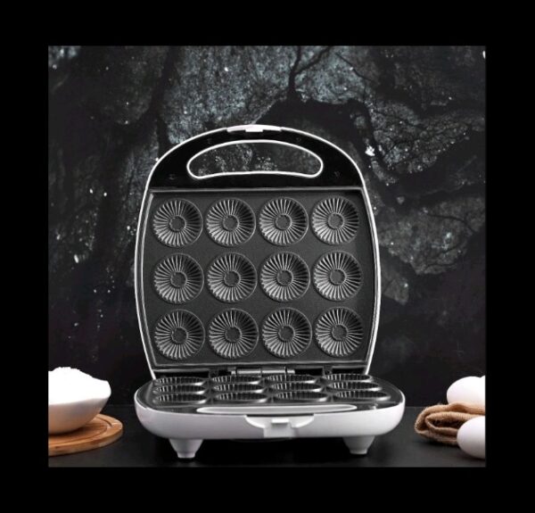Geepas GCM3762 12Pcs Mini Cake Maker 1400W - Non-Stick Plates, Power & Ready Light Indicators, Non-slip Feet | Cool Touch Hand | 