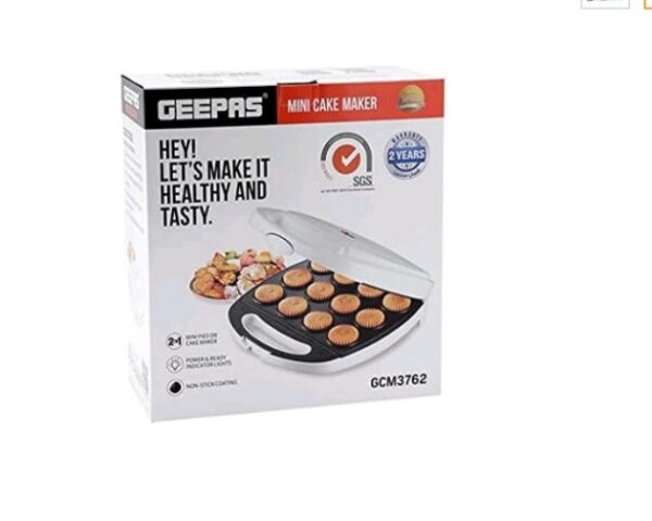 Geepas GCM3762 12Pcs Mini Cake Maker 1400W - Non-Stick Plates, Power & Ready Light Indicators, Non-slip Feet | Cool Touch Hand |  - Image 2