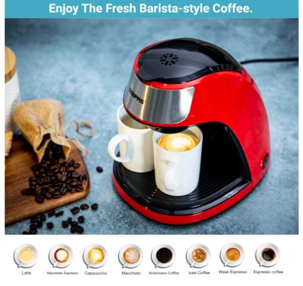 Geepas GCM41508 Espresso Machine Barista Electric Coffee Maker with Pump, 0.3 Liter Capacity, Red/Black - Image 5